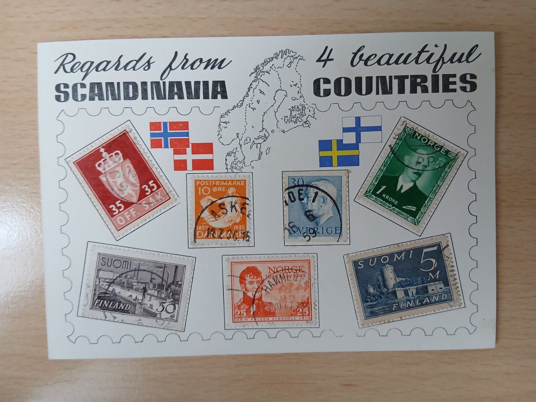 Ansichtskarten: Alte Ansichtskarte Skandinavien mit Briefmarken,Top! – Gebraucht aus Sonnental von maec69