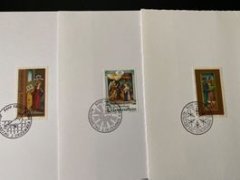 3 Weihnachtsmarken Ausgabetag Stempel 1991 1990 1989 Vaduz