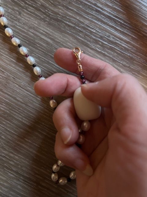Catenine: 585 Schöne Perlen Kette mit Stempel – Usato da Neerach venduto da romiping 2