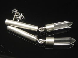 lange Ohrringe Ohrhänger Silber 925 / Bergkristall