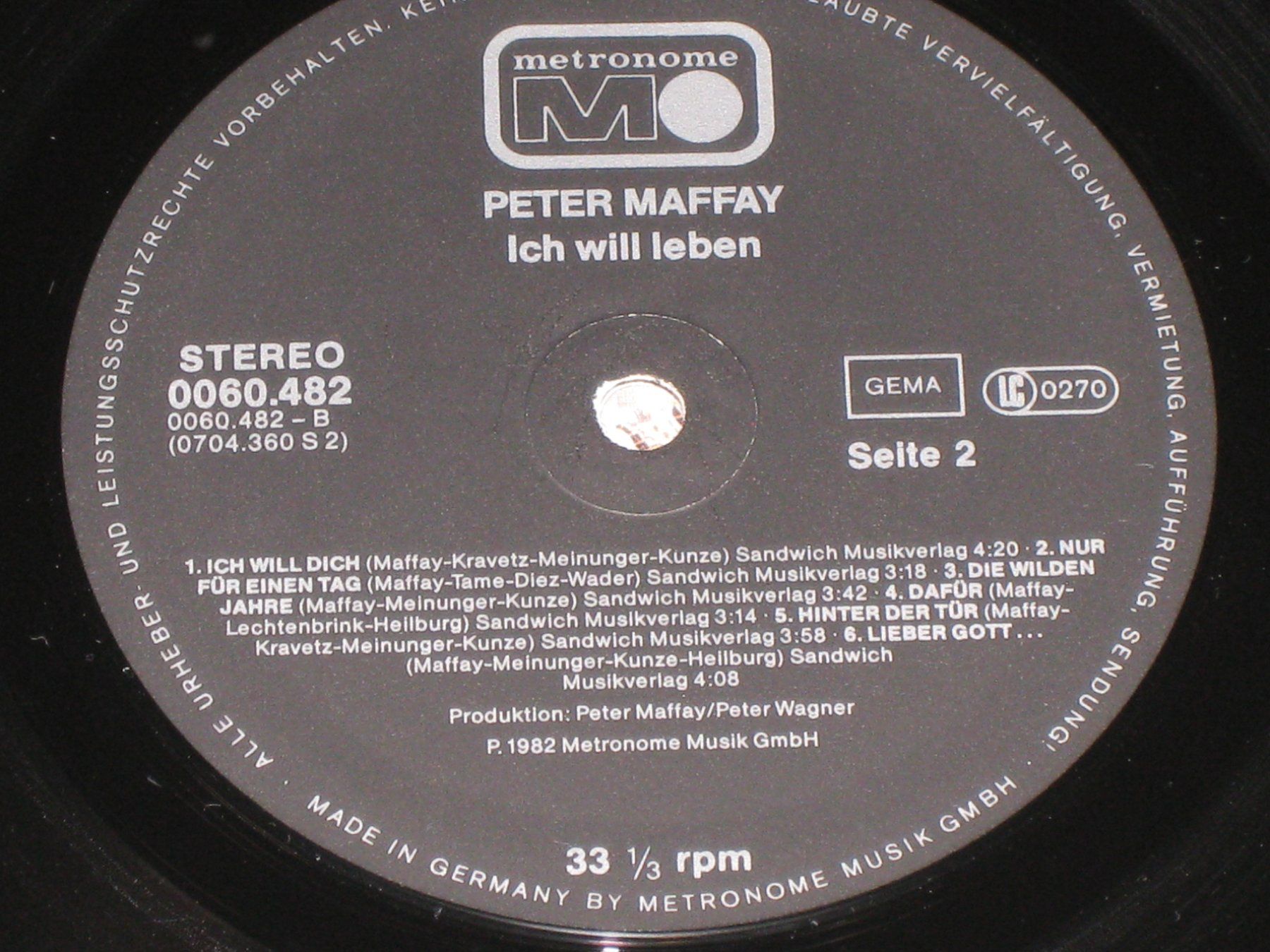 Dischi in vinile: LP - PETER MAFFAY - ICH WILL LEBEN – Usato da Steckborn venduto da Quo7 2