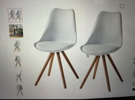 4 Stühle weiss mit Holzbeinen | Skandi Stil