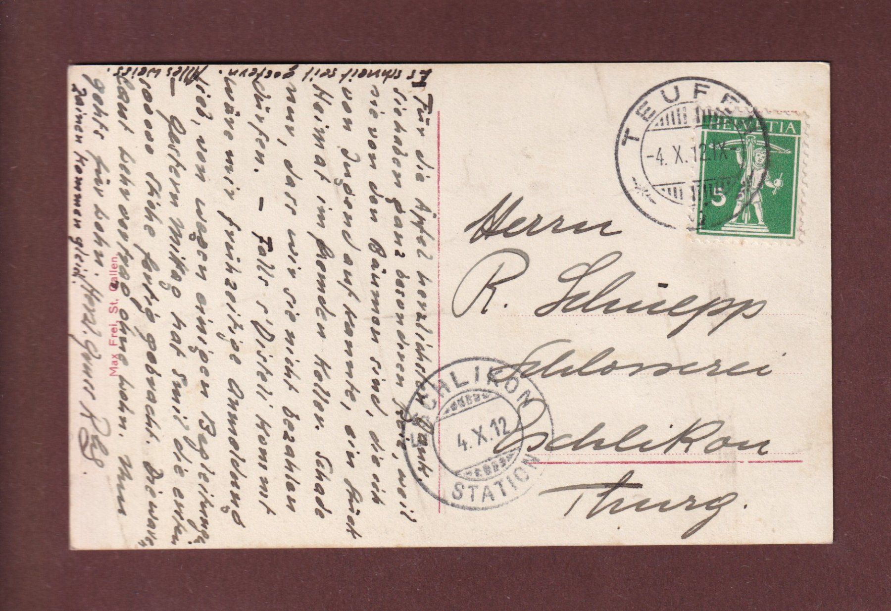 Cartoline postali: FÄHLENSEE - Altmann - 1912 – Usato da Pully venduto da nicecards-shop 1