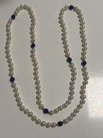 Lange Vintage Perlenkette geknotet mit ECHTEM Lapislazuli & 