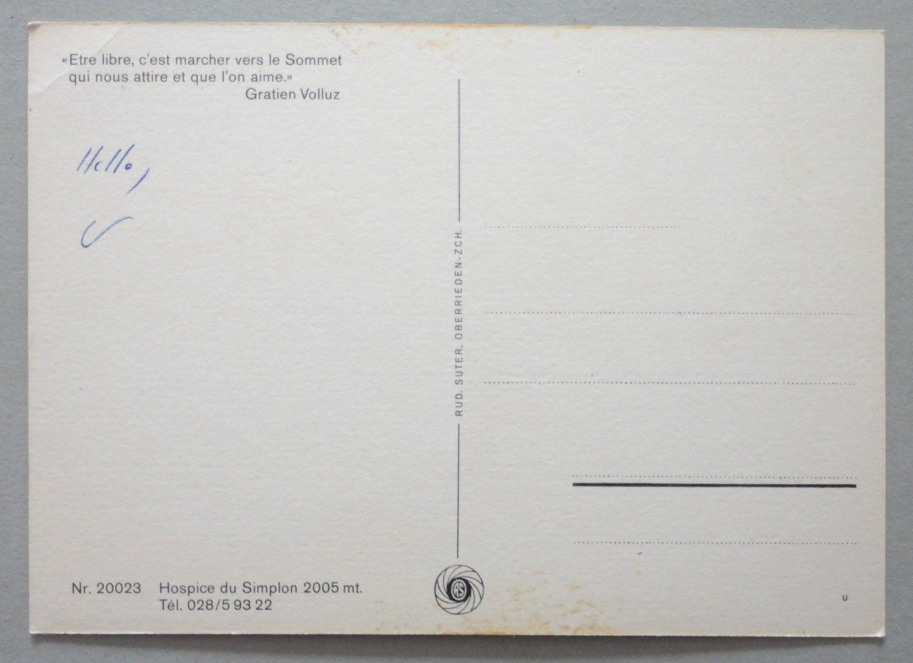 Cartoline postali: Hospice du Simplon 2005 mt. – Usato da Fétigny venduto da Billy2miny 1