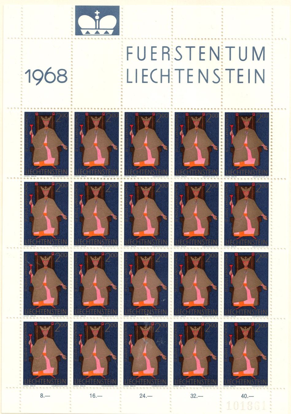 Tutti i francobolli: K'Bogen  Kirchenpatrone  2 Fr.  1968    postfrisch – Nuovo (secondo la descrizione) da Mellingen venduto da Ginger