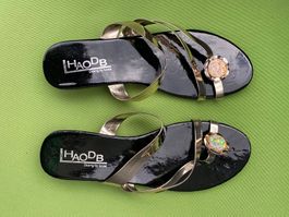 SUMMERTIME - stylische Flip-Flops mit Décor, gold, 39