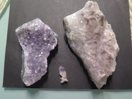3 x Amethysten, 2 Brasilien, 1 Mexico, alle zus. ca. 686 gr.