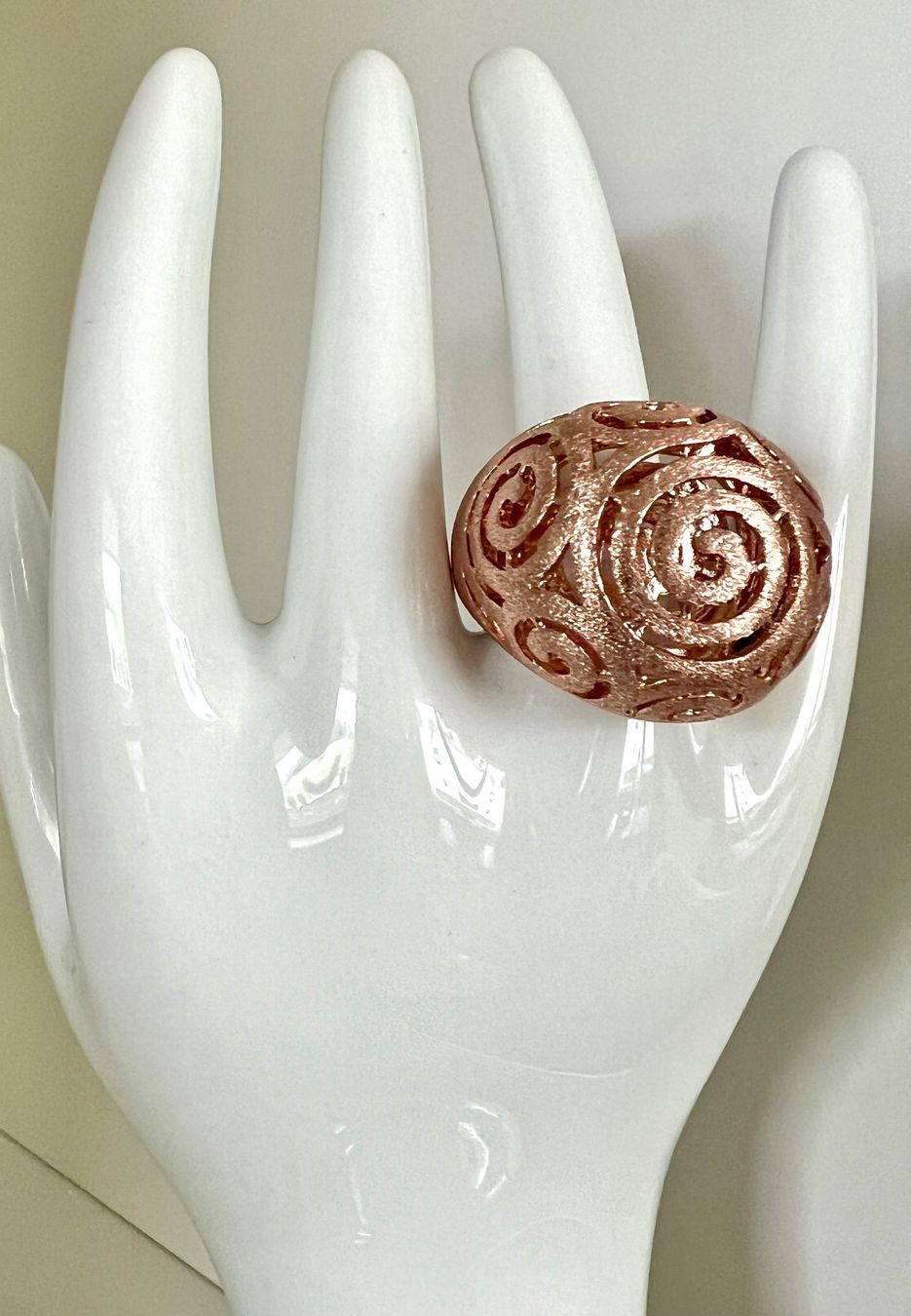 Anelli: Statement Ring Roségolden Spiral Design durchbrochen Gr. 62 – Usato da Ruswil venduto da artbyhand