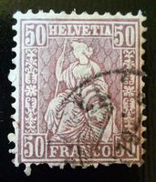 11-1-2 Helvétie assise oblitéré, 1867. 50 Franco.