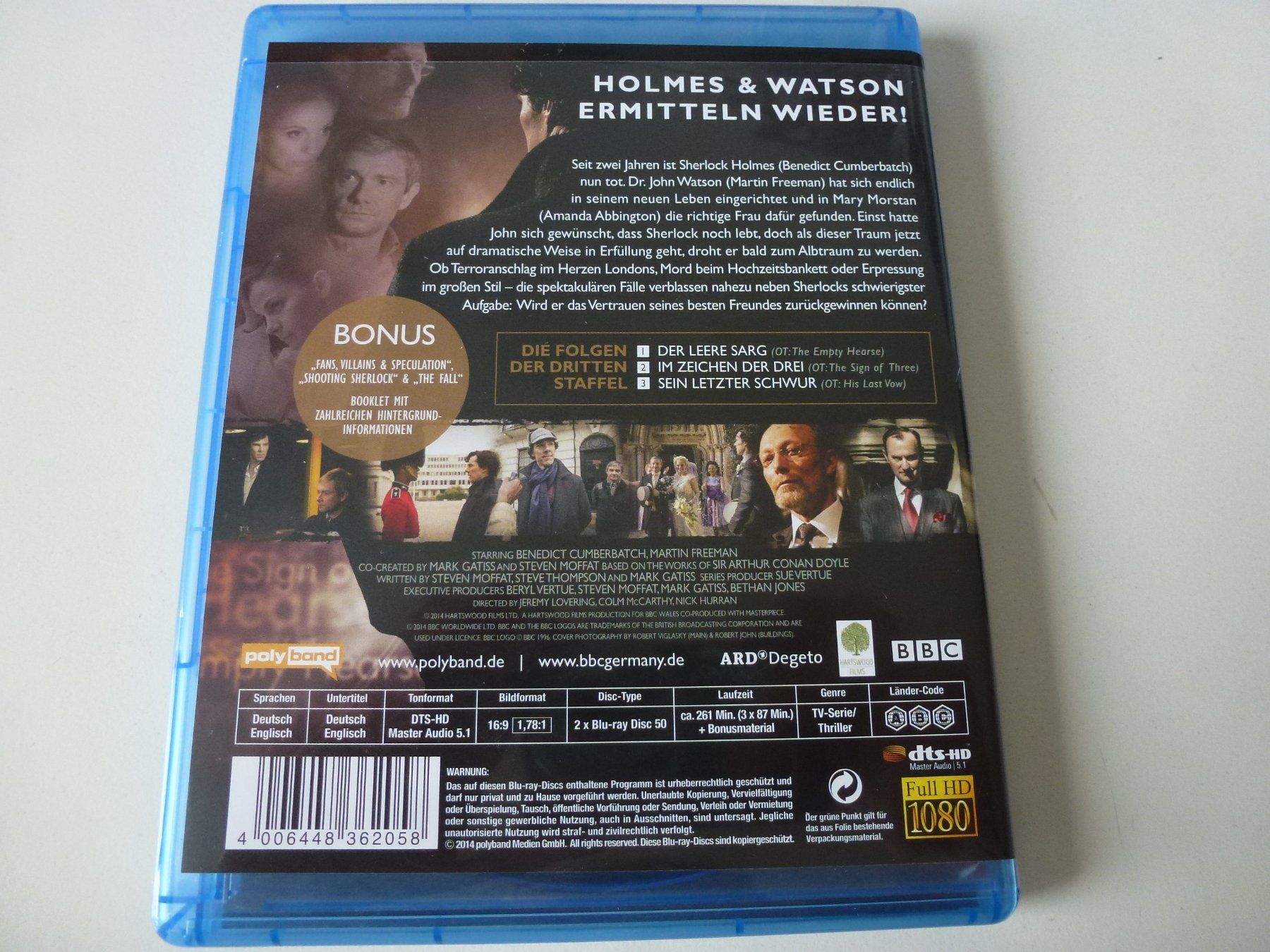 Tutti i DVDs: Sherlock - Staffel 3 (BBC, 2 Blu-Rays) – Nuovo (secondo la descrizione) da Bern venduto da Frebo 1