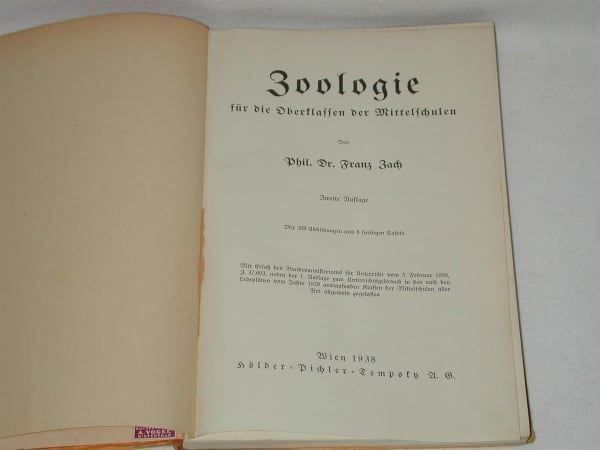 Livres: Zoologie 1938 – D'occasion à Thun par Fbchm 1