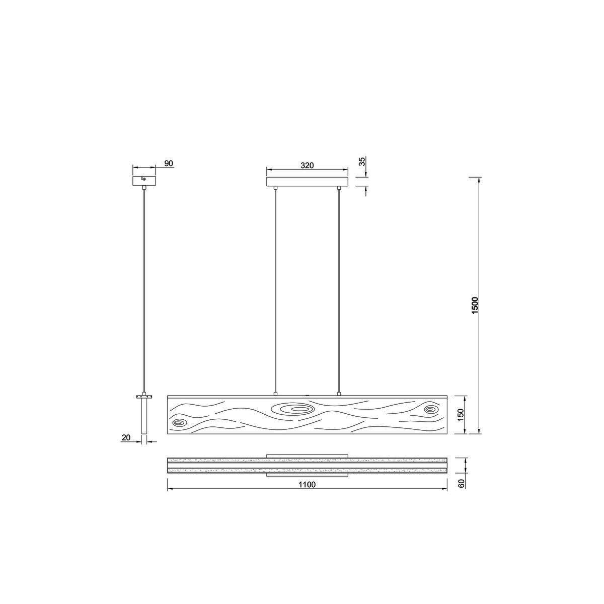 Lampadari & plafoniere: LED Pendelleuchte, Holz, 110 cm x 9 cm – Nuovo (secondo la descrizione) da Kreuzlingen venduto da Smart-Light 9