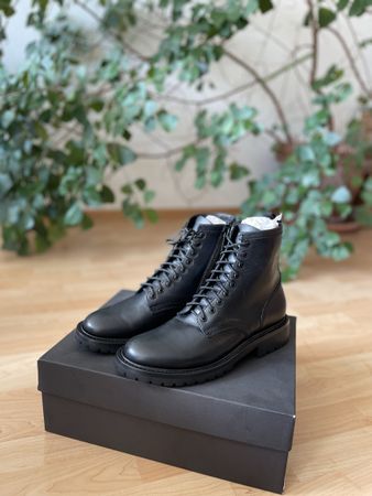 Schwarze Winter Schnürstiefel, Echtleder, Grösse 40, Neu!