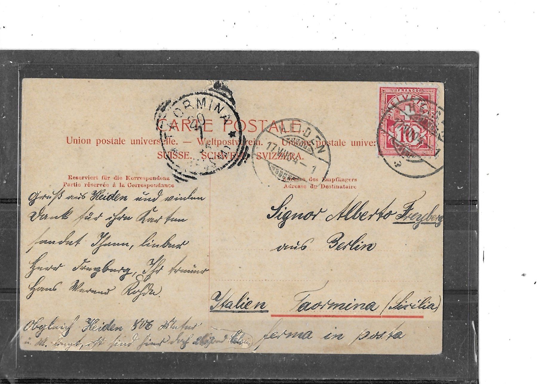 Cartoline postali: AR Heiden 1904 mit Pension Waldruh - Bellevue – Usato da Schocherswil venduto da Wilare 1