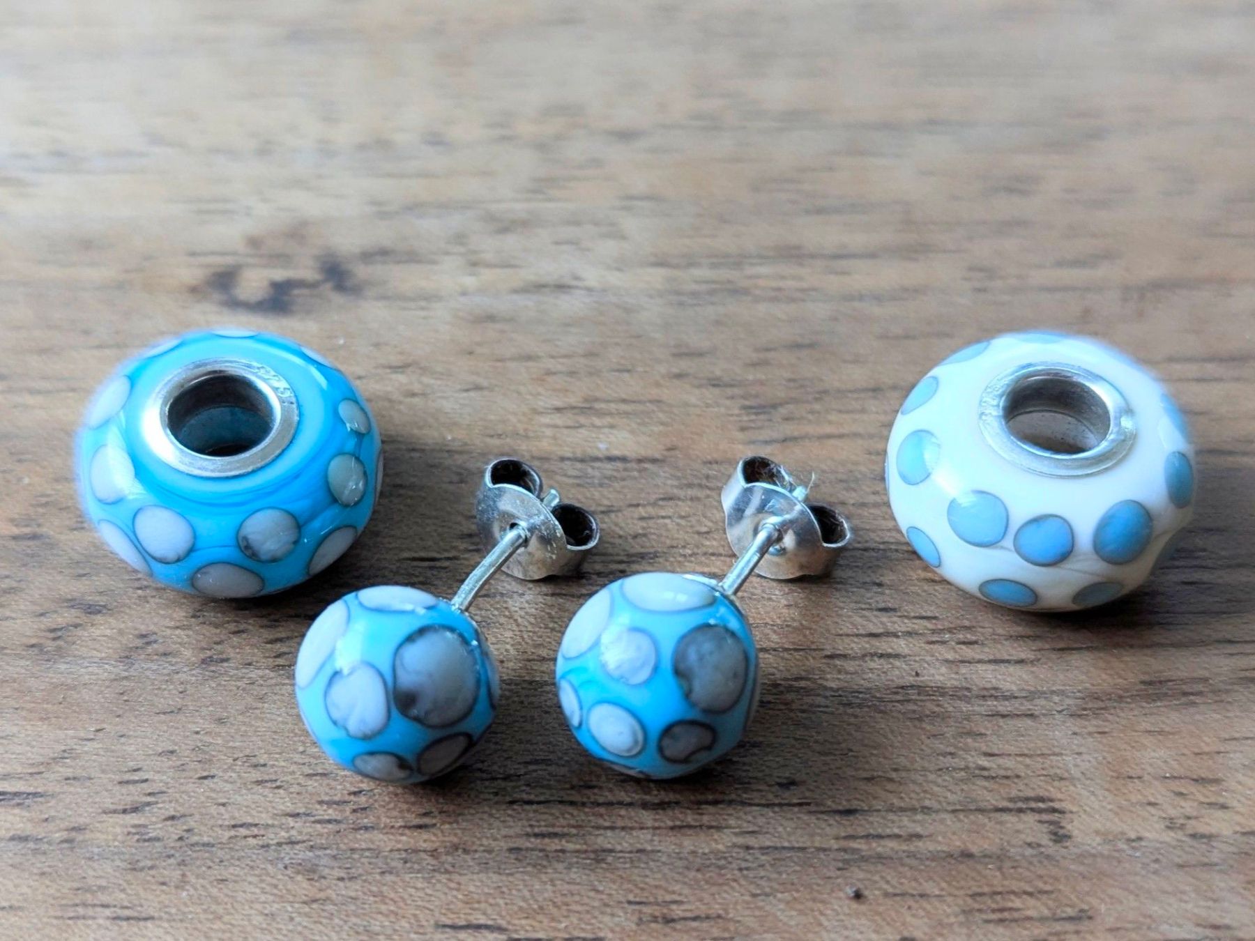 Orecchini pendenti & Orecchini a lobo: Silver 925 2 Glasbeads+Ohrstecker – Usato da Zürich venduto da Stonejewelry 1