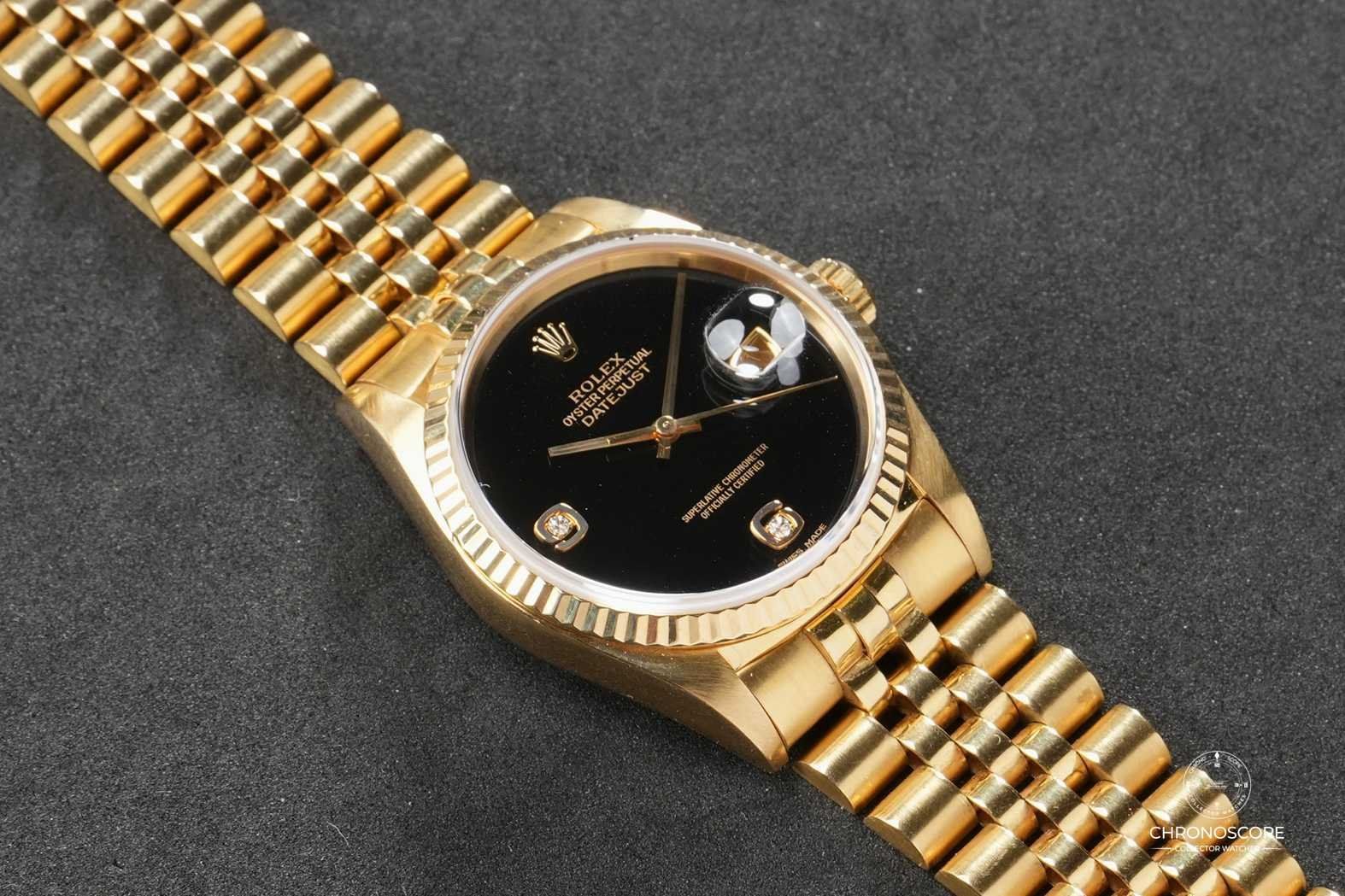 Rolex Orologi: Yellow Gold Rolex Datejust Reference 16238 Onyx Dial – Usato da Luzern venduto da ChronoScope6004 1