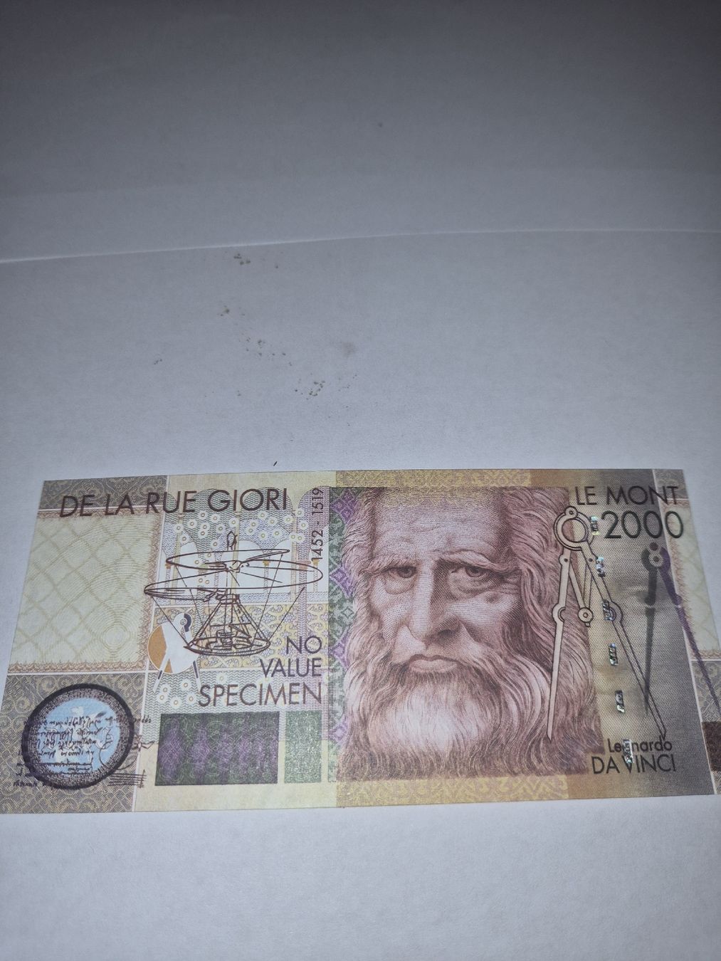 Billets de banque: Billet commémoratif Leonardo Da Vinci – Neuf (Voir description) à Senèdes par hen_fw8b