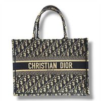 SAC A MAIN DIOR BOOK TOTE MOYEN TOILE COTON BLEU ECRU