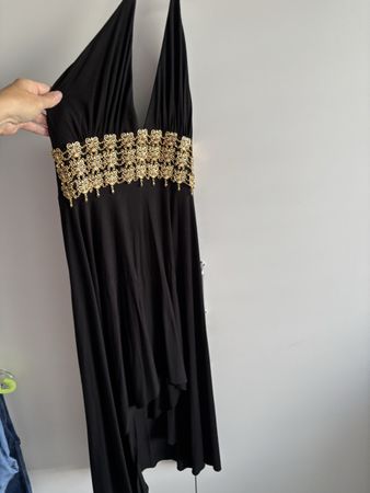 Sky Abendkleid Cocktail Kleid schwarz mit Gold Grösse S
