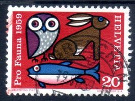 ABART SCHWARZER PUNKT PRO FAUNA 1959 GESTEMPELT  - CA14