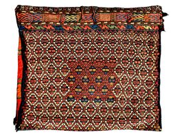 Sac tribal Afshari, laine noué main. Iran 1900/20. 52x43 cm