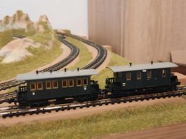 2 Stk "Minitrix" K.Bay.Sts.B Wagen, Spur N, Nr. 3001 & 3002