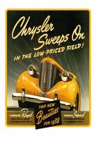 Blechschild-CHRYSLER- SWEEPS ON-IN THE LOW-PRICED FIELD 1938