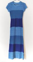 Maxi-Kleid Strickkleid Ajour Spitze Dress Robe blau Gr.S