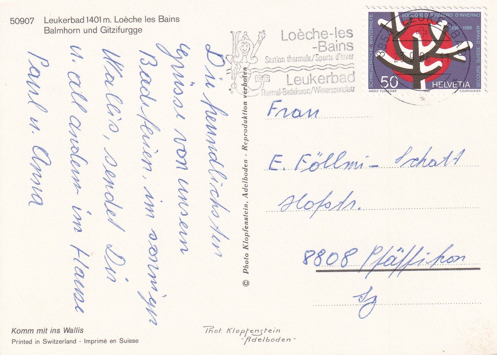Cartoline postali: Leukerbad /ay – Usato da Hombrechtikon venduto da Rudolf07 1