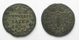ST. GALLEN Kanton Halbbatzen 1808 Billon