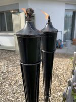 2 schwarze Fackeln mit Citronellaöl