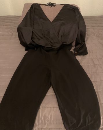 Jumpsuit H&M; schwarz/ Satin, Grösse 46
