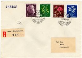 Pro Juventute 1948 auf FDC per Einschreiben nach BASEL