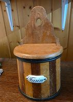 Antike Mehlbox / Mehlbehälter aus Holz „Farine“ – um 1900