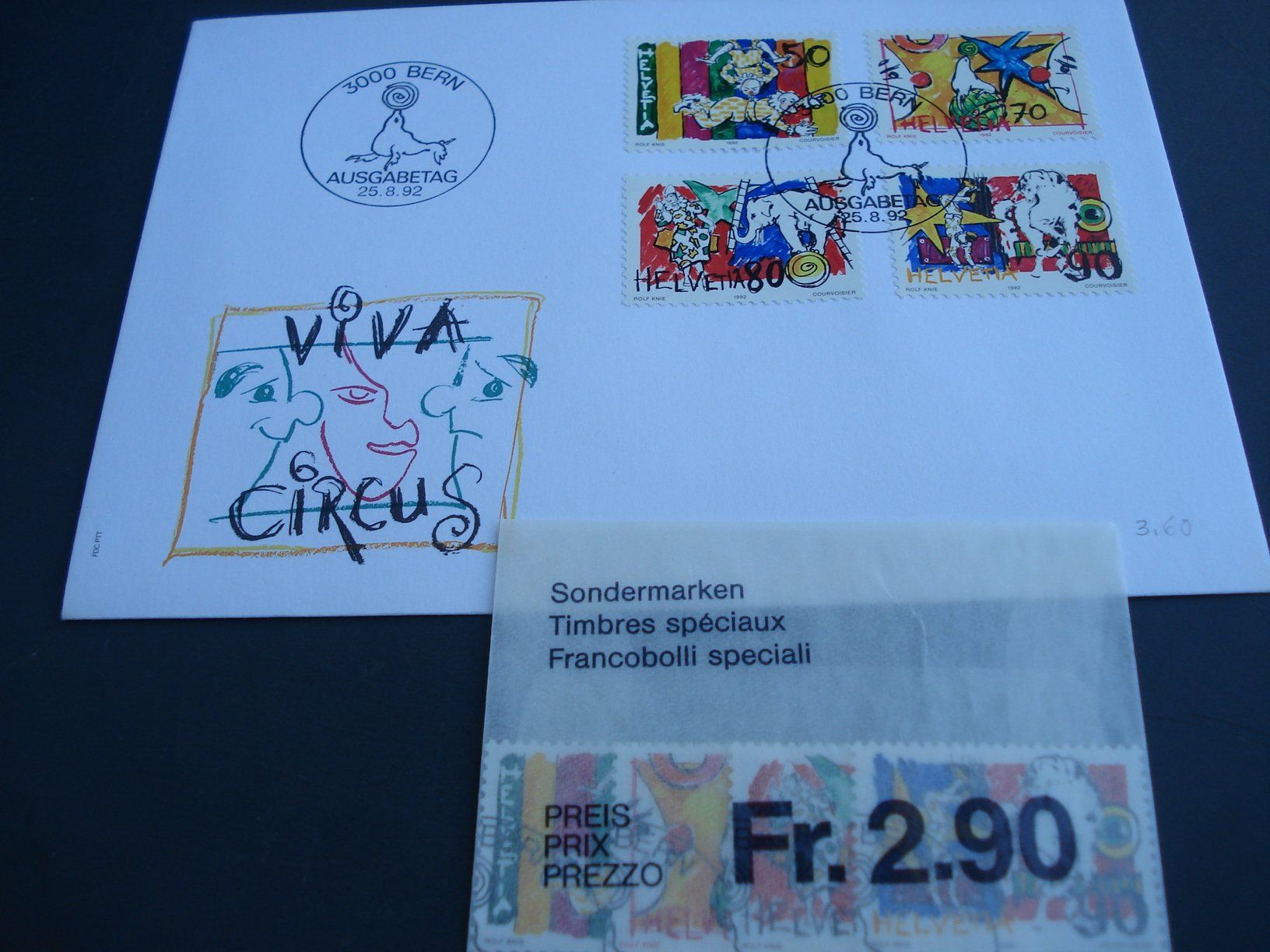 Tutti i francobolli: Satz VIVA CIRCUS 1992, FDC + Lose ET-o – Usato da Niederwil AG venduto da morostahu