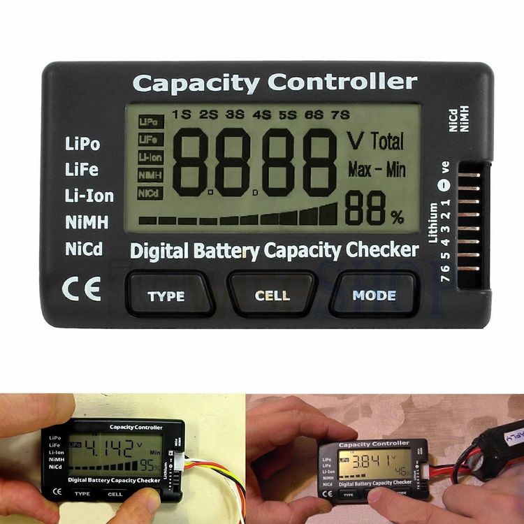 Testeur De Tension Batterie LiPo Numérique – Contrôleur Voltage Pour LiPo, Li-ion, LiFe, NiMH, NiCd Avec Écran Rétroéclairé Portable