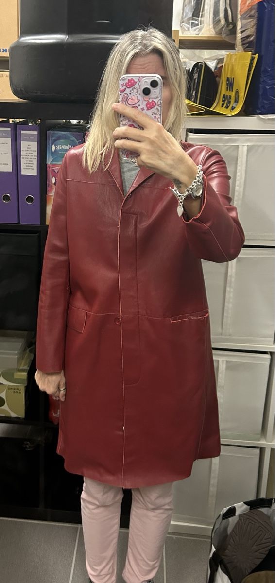 Jacken: Giacca pelle rossa bordeaux – Gebraucht aus Sorengo von at217 6