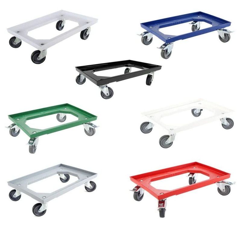 PROREGAL Transportroller für Euroboxen 60x40cm mit Gummiräder grau Offenes Deck