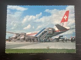 Carte postale Swissair avion DC-8 aéroport de Zurich