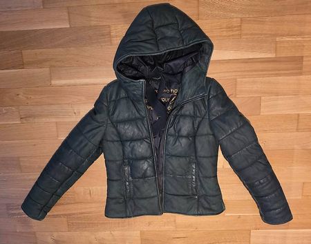 Freaky Nation Leder-Steppjacke Gr. S  Dunkelgrün, neuwertig