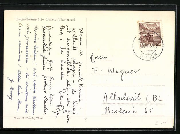 Cartoline postali: Gwatt /Thunersee, Jugendheimstätte im S – Usato da Berlin venduto da bartko-reher 1