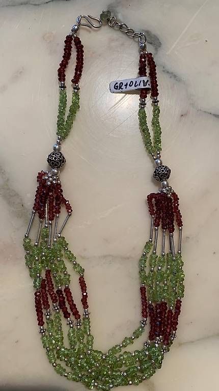 Ketten: Collana e braccialetto di granato rosso, olivina e argento – Neu (gemäss Beschreibung) aus Caslano von bri_5jft 1