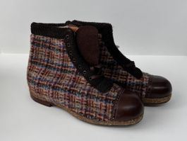 1970er JLCO Kamelhaarimitat Stiefel kariert Kinder (Gr. 32)