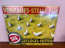 Blechschild 50er Jahre Verkaufsstelle für Geflügelfutter