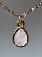 Rosenquarz Kette&Anhänger Edelstahl 18k vergoldet