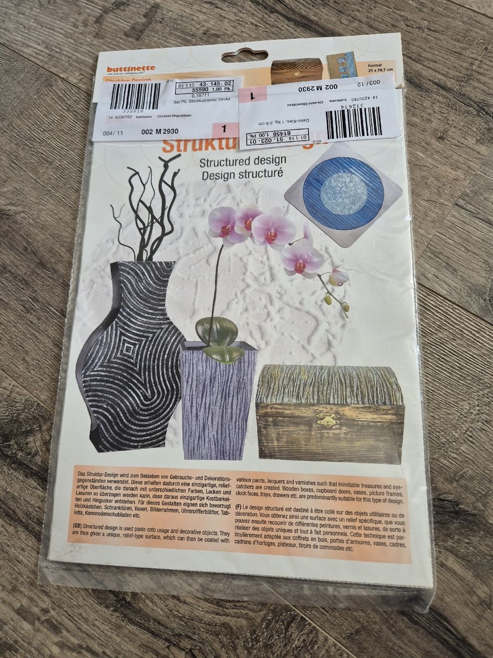 Carta: Buttinette Struktur Design Strukturpapier 3er Set – Nuovo e nell'imballaggio originale da Dulliken venduto da sa_st