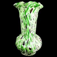 🌿Vintage Murano-Stil Glasvase–Kunstvolle Farbexplosion!🖤💚