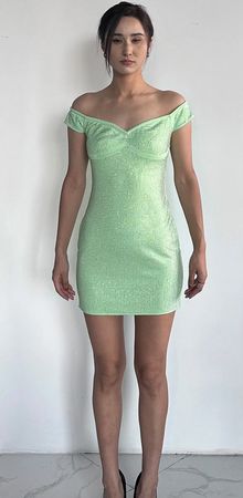 ***SALE*** Grünes Glitzer-Partykleid Mini