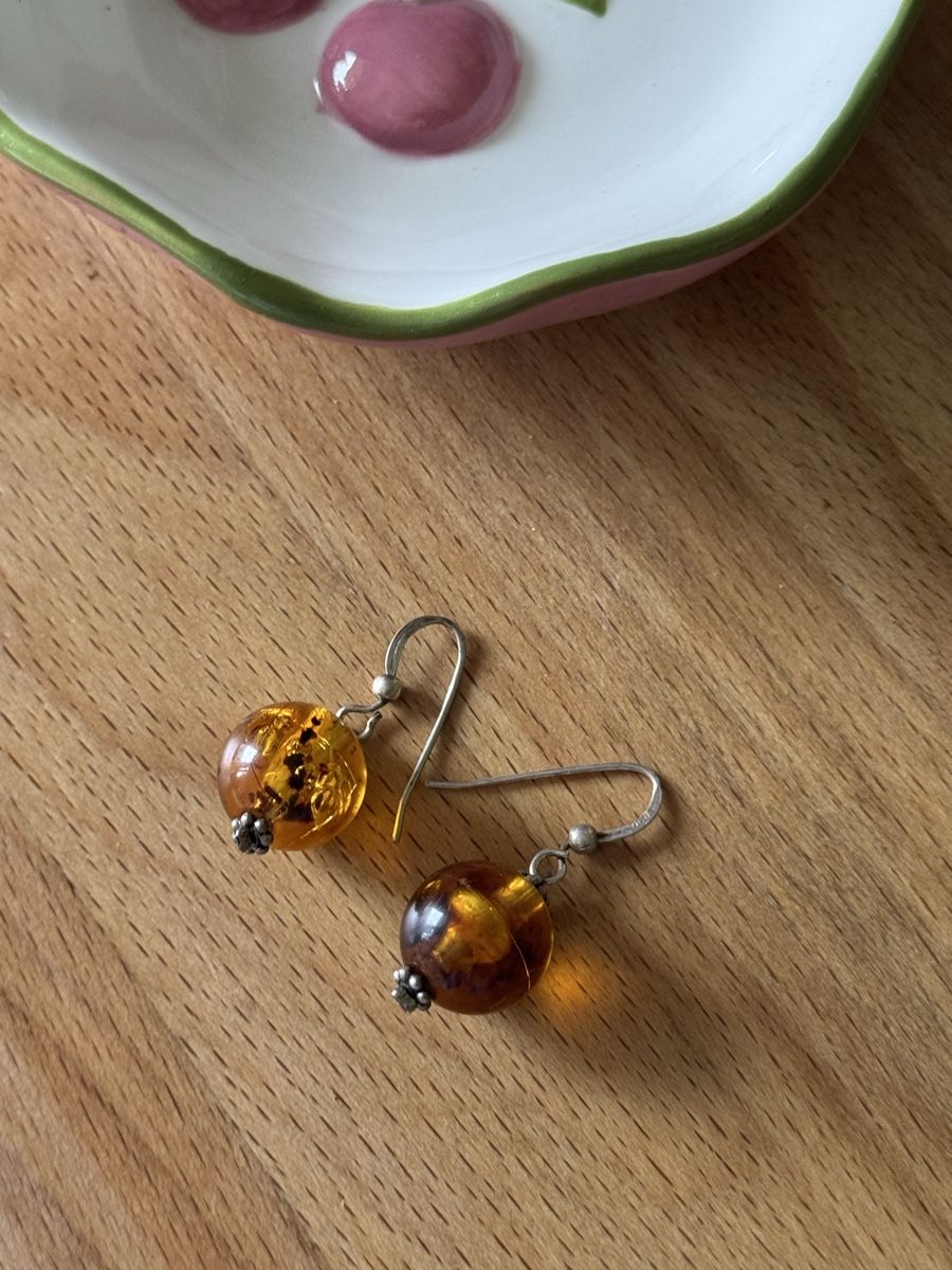 Ohrringe & -stecker: Amber Bead Drop Silver Earrings - Unique Summer Accessory – Gebraucht aus Zürich von olalinda 4